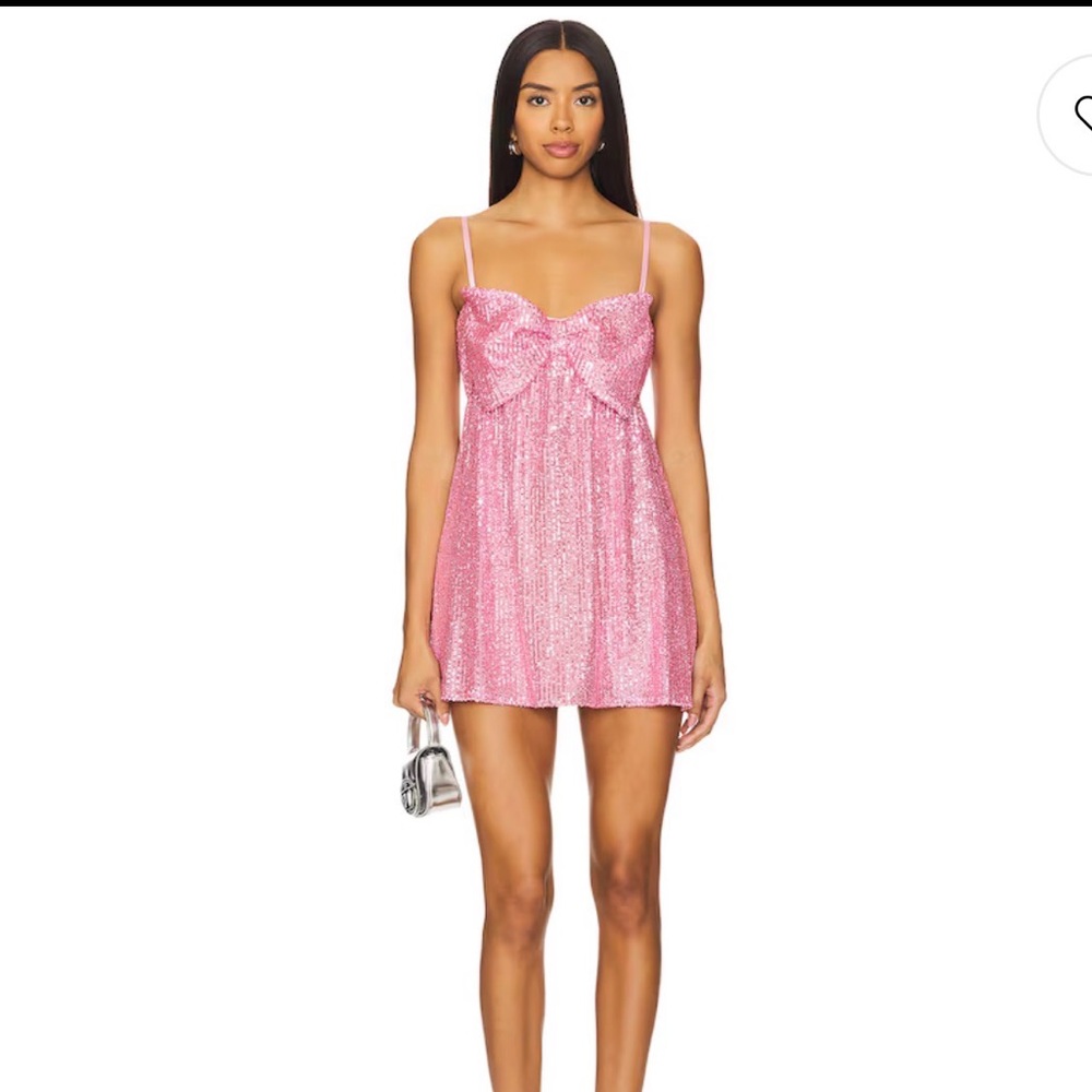 Show Me Your MuMu Best Bow mini dress sequin Pink NWT
